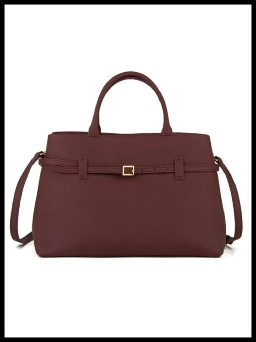 Full-Grain Cowhide Leather Satchel Work Tote with Detachable Strap